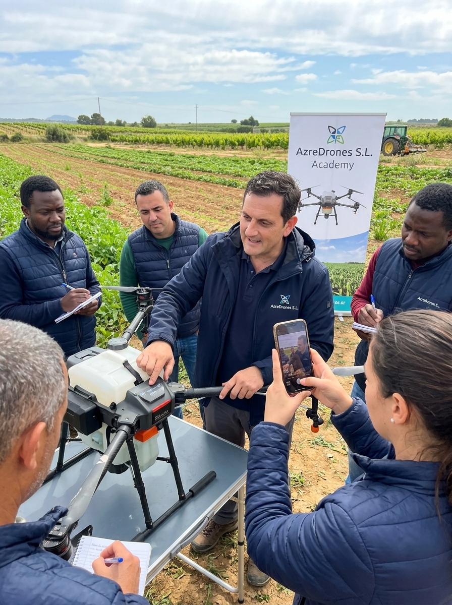 Sesión de formación real con drone DJI Agras en Centro AZRE